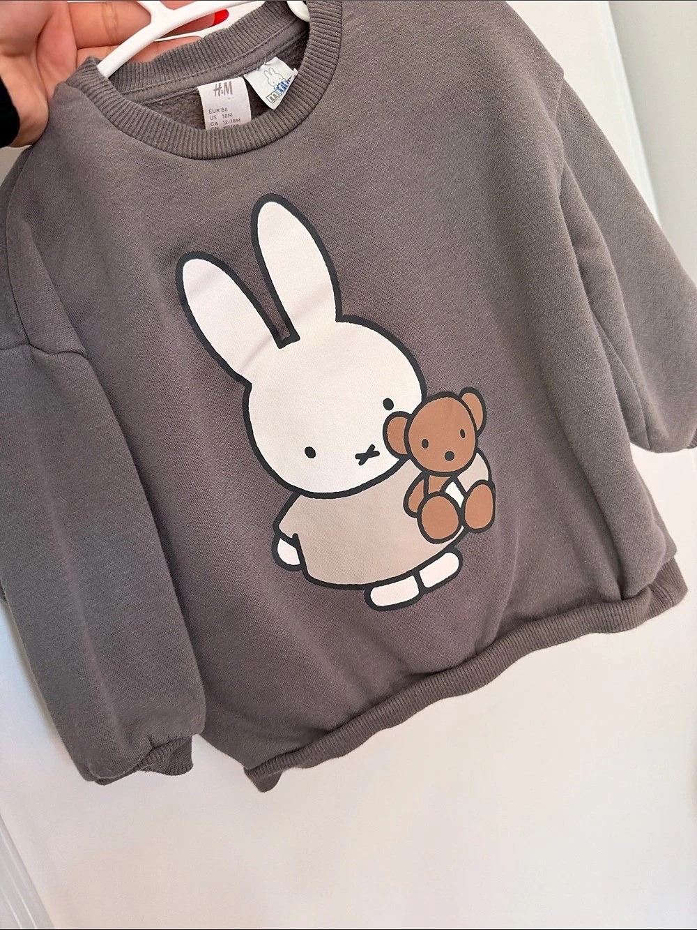 Miffy Printed Brushed-Inside Sweatshirt Girls 12-18M Gray